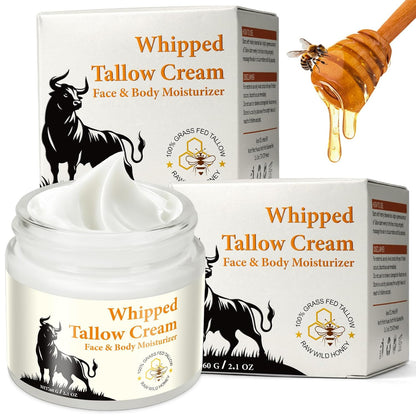 Beef Tallow Skincare, 120G Rindertalg Honig Balsam, Natürliche Talg & Honig Rindertalg Creme, Beef Tallow Bio, Tallow Creme Für Feuchtigkeitsspendend & Anti-Ageing, Tallow Balm Für Gesicht & Körper