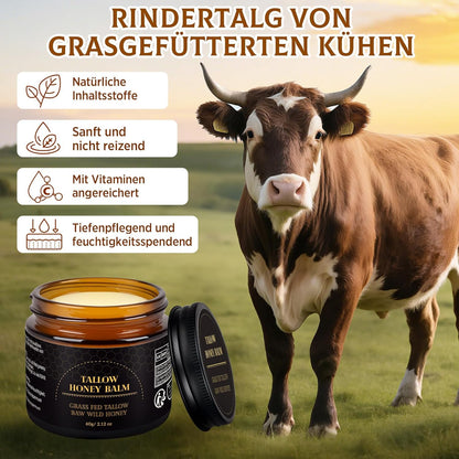 Beef Tallow Creme, Rindertalg Creme, Tiefe Hydratation & Feuchtigkeitscreme, Gefütterter Rindertalg Und Honigbalsam Für Empfindliche, Trockene Haut, Beef Tallow Honey Balm 60G
