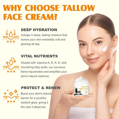 Beef Tallow Skincare, Rindertalg Honig Balsam,Natürliche Talg & Honig Rindertalg Creme, Beef Tallow Bio, Tallow Creme Für Feuchtigkeitsspendend & Anti-Ageing, Tallow Balm Für Gesicht & Körper (60G)