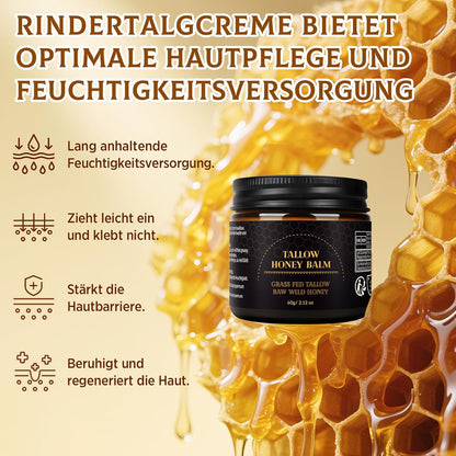 Beef Tallow Creme, Rindertalg Creme, Tiefe Hydratation & Feuchtigkeitscreme, Gefütterter Rindertalg Und Honigbalsam Für Empfindliche, Trockene Haut, Beef Tallow Honey Balm 60G